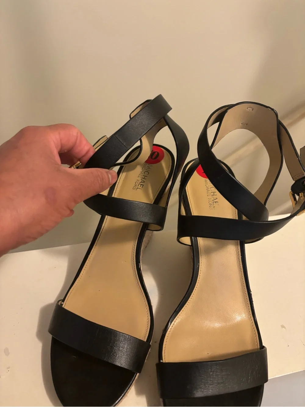 Michael Kors Black Leather Strappy Ankle-Sandal